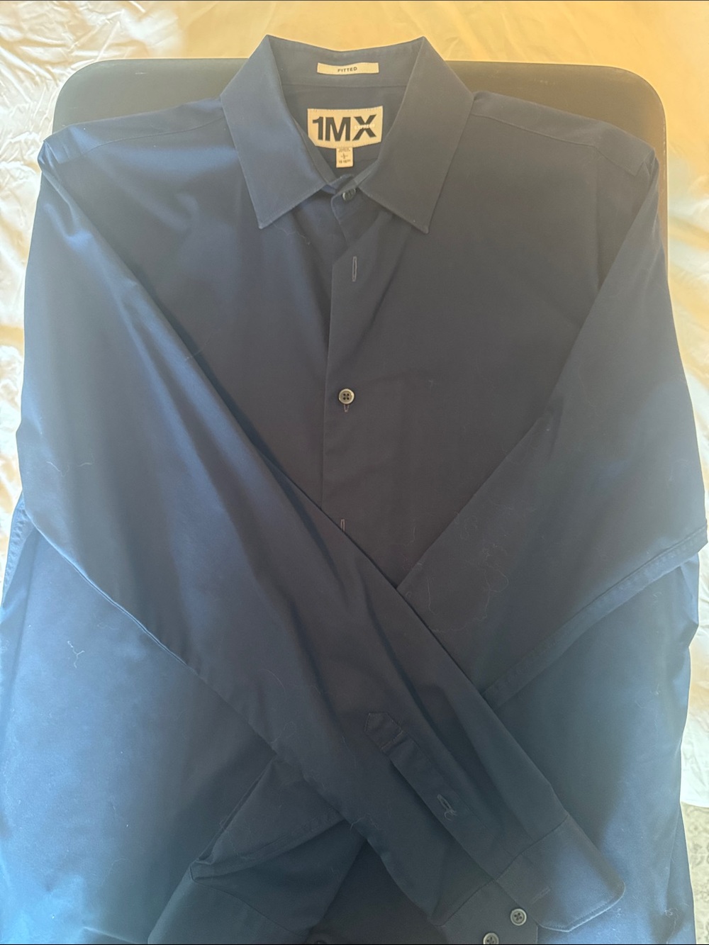 Express 1MX Men's Dark Blue Dress Shirt
